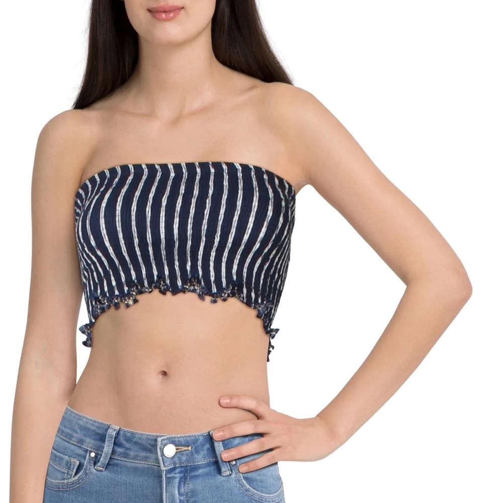 Peixoto Joan Smocked Striped Bandeau Top